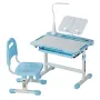Kids Study Chair and Desk Set, Study Desk and Chair for Kids with Table Lamp, Adjustable Height & 0-40° Tilted Desktop Kids Desk