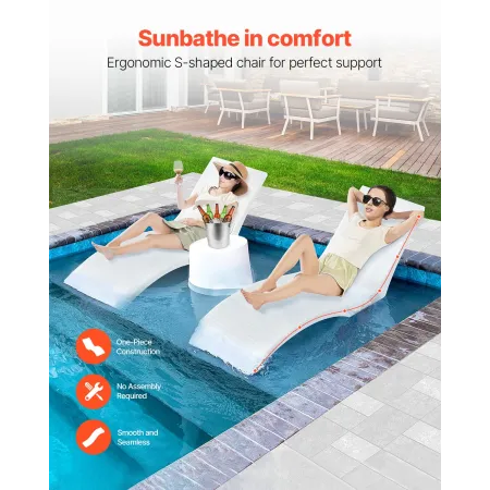 I-pool lounge stole 2 pcs chaise lounger inde i pool sun hylde