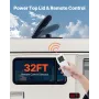 RV Vent Fan, 14 inch RV Roof Vent Fan 12V, Powerful 10-Speed Reversible Fan with Remote Control, Built-in DC Motor, Power Top Li