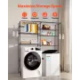 Over Washer and Dryer Storage Shelves, 6 Tiers Laundry Room Drying Rack with Hanger Rod and Hooks, Two Rows Adjustable Washer Sh