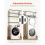 Over Washer and Dryer Storage Shelves, 6 Tiers Laundry Room Drying Rack with Hanger Rod and Hooks, Two Rows Adjustable Washer Sh