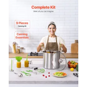 Canning Supplies Starter Kit 9 PCS Rustfrit stål vandbad Canning Set