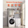 Over Washer and Dryer Storage Shelves, 5 Tiers Laundry Room Drying Rack with Hanger Rod and Hooks, Two Rows Adjustable Washer Sh