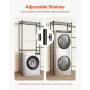 Over Washer and Dryer Storage Shelves, 5 Tiers Laundry Room Drying Rack with Hanger Rod and Hooks, Two Rows Adjustable Washer Sh