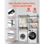 Over Washer and Dryer Storage Shelves, 5 Tiers Laundry Room Drying Rack with Hanger Rod and Hooks, Two Rows Adjustable Washer Sh