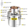 Alcohol Still, 50L Stainless Steel Water Alcohol Distiller w/ Condenser, 13.2Gal Wine Making Boiler w/ Copper Tube, Home