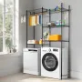 Over Washer and Dryer Storage Shelves, 5 Tiers Laundry Room Drying Rack with Hanger Rod and Hooks, Two Rows Adjustable Washer Sh