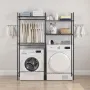 Over Washer and Dryer Storage Shelves, 4 Tiers Laundry Room Drying Rack with Hanger Rod and Hooks, Two Rows Adjustable Washer Sh