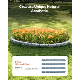 Fake Stone Landscape Edging 46.2 x 2.2 in Garden Lawn Edging for Walkway