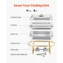 Chafing Dish Buffet Set, 8 Qt 4 Pack, Stainless Steel Chafer with 4 Full Size Pans, Rectangle Catering Warmer Server with Glass 