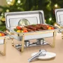 8 Qt 4 Pack Rectangle Chafing Dish Buffet Set FullSize Pan