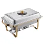 Chafing Dish Buffet Set, 8 Qt 4 Pack, Stainless Steel Chafer with 4 Full Size Pans, Rectangle Catering Warmer Server with Glass 