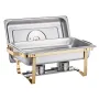 Chafing Dish Buffet Set, 8 Qt 4 Pack, Stainless Steel Chafer with 4 Full Size Pans, Rectangle Catering Warmer Server with Glass 