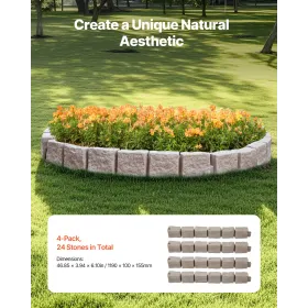 Faux Stone Landscape Edging 46.8x3.9 in Lawn Edging Fade-Resistant