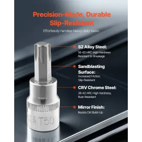 cket Set 107-Piece SAE and Metric Hex/Torx/E-Torx/Tamper-Proof/Extra Long