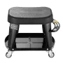 Mechanic Stool, 300 lbs Capacity Garage Seat/Work Stool with Wheels, 360° Swivel Rolling Workshop Stool with Tool Tray and Screw