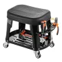 Mechanic Stool, 300 lbs Capacity Garage Seat/Work Stool with Wheels, 360° Swivel Rolling Workshop Stool with Tool Tray and Screw