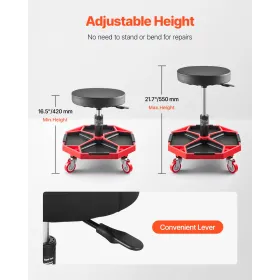 Rullende mekanisk afføring Justerbar garage sæde 300 kg belastning med hjul