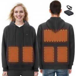 Heated Hoodie Sweatshirt Unisex with Battery for Men & Women XXL Black