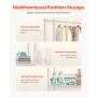 Over Washer and Dryer Storage Shelves, 5 Tiers Laundry Room Drying Rack with Hanger Rod and Hooks, Two Rows Adjustable Washer Sh