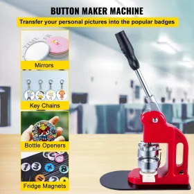44mm Button Maker 1.73 Button and Badge Maker Machine Button Maker Press Punch Press Machine with 1000 Buttons(1000pcs)