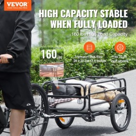 Bike Cargo Trailer, 72.5 kg Load Capacity, Heavy-Duty Bicycle Wagon Cart, Foldable Compact Storage & Quick Release with