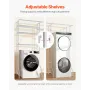 Over Washer and Dryer Storage Shelves, 6 Tiers Laundry Room Drying Rack with Hanger Rod and Hooks, Two Rows Adjustable Washer Sh