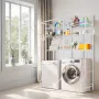 Over Washer and Dryer Storage Shelves, 6 Tiers Laundry Room Drying Rack with Hanger Rod and Hooks, Two Rows Adjustable Washer Sh