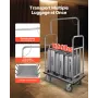 Hotel Luggage Cart, 1200 LBS Load Capacity, Brushed Stainless Steel Finish Bellman's Cart, Valet Cart with Grey Carpeted Deck an