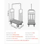 Hotel Luggage Cart, 1200 LBS Load Capacity, Brushed Stainless Steel Finish Bellman's Cart, Valet Cart with Grey Carpeted Deck an