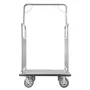 Hotel Luggage Cart, 1200 LBS Load Capacity, Brushed Stainless Steel Finish Bellman's Cart, Valet Cart with Grey Carpeted Deck an