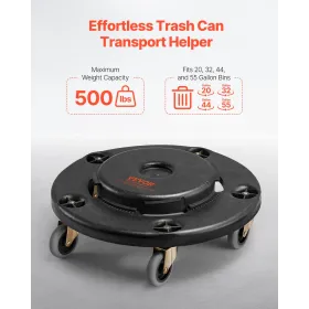 2 Packs Round Trash Can Dolly Fit 20, 32, 44, 55 Gal Garbage Container