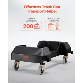 Slim affald kan dolly med hjul fit 16/23 gal containere 200 kg