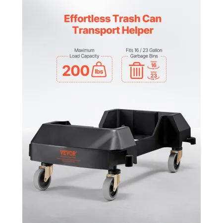 Trash Can Dolly, Fit 16/23 Gallon Containers, Slim Trash Can Roller Base with 4 Lockable Wheels, 200lbs Weight Capacity, Heavy D