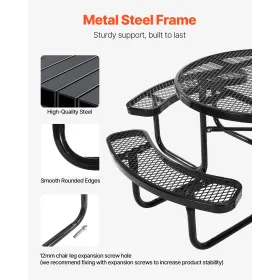 Picnic Table Weather Resistant Steel Patio Dining Furniture Set Outdoor