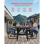  Heavy-Duty Picnic Table, Outdoor Furniture Weather Resistant Patio Dining Set, Coated Steel Tables with Umbrella Hole, 46"