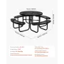  Heavy-Duty Picnic Table, Outdoor Furniture Weather Resistant Patio Dining Set, Coated Steel Tables with Umbrella Hole, 46"