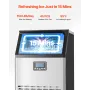 150lbs/24H Commercial Ice Maker, 45 Ice Cubes in 15 Minutes, Freestanding Ice Maker Machine with 33lbs Large Storage Capacity fo