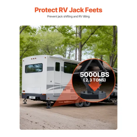 RV Leveling Pads, 4-Pack Rubber Trailer Jack Pads, Each with 5000 lbs Capacity, Standard Jack Stabilizer Pad with Large Surface 