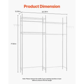 Over Washer and Dryer Storage Shelf Two Row 4 Tiers Washer Rack White
