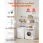 Over Washer and Dryer Storage Shelves, 4 Tiers Laundry Room Drying Rack with Hanger Rod and Hooks, Two Rows Adjustable Washer Sh