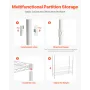 Over Washer and Dryer Storage Shelves, 4 Tiers Laundry Room Drying Rack with Hanger Rod and Hooks, Two Rows Adjustable Washer Sh