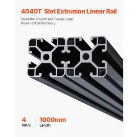 4PCS 39.4 in (1000 mm) T Slot 4040 Aluminum Extrusion Anodized Linear Rail