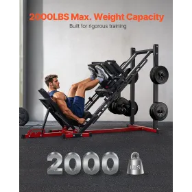Leg Press Hack Squat Machine, Adjustable Leg Press Combo with Linear Bearing and Weight Storage, Lower Body Special for Home Gym
