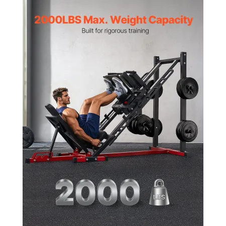 Leg Press Hack Squat Machine, Adjustable Leg Press Combo with Linear Bearing and Weight Storage, Lower Body Special for Home Gym