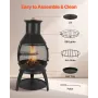 Chiminea, 22 Inch Outdoor Wood Burning Firepit, Iron Spherical Fireplace for BBQ & Warming, Wooden Fire Pit with Grill Mesh, Chi