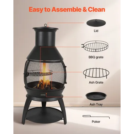 22 tommer chiminea udendørs jern pejs med grill mesh &