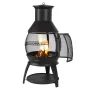 Chiminea, 22 Inch Outdoor Wood Burning Firepit, Iron Spherical Fireplace for BBQ & Warming, Wooden Fire Pit with Grill Mesh, Chi