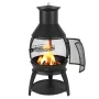 Chiminea, 22 Inch Outdoor Wood Burning Firepit, Iron Spherical Fireplace for BBQ & Warming, Wooden Fire Pit with Grill Mesh, Chi