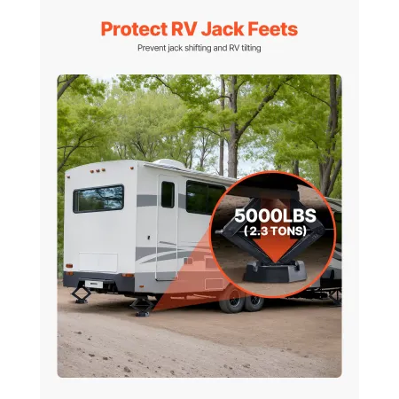 RV Leveling Pads, 4-Pack Rubber Trailer Jack Pads, Each with 5000 lbs Capacity, Jack Stabilizer Pad with Large Surface Area, Sui